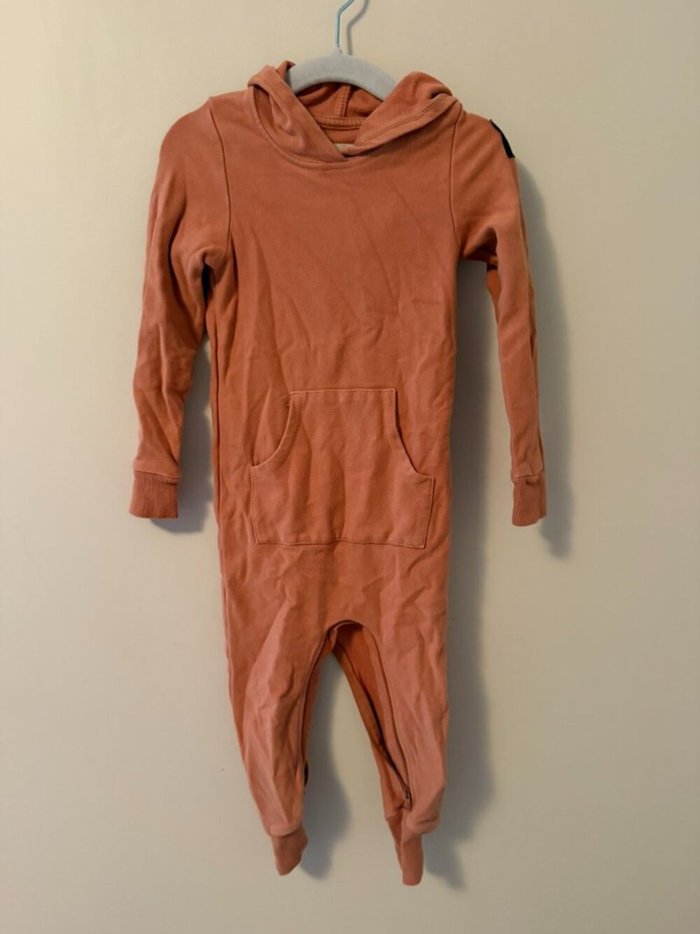 Rowe Hooded Long Sleeve Romper, 12-18 Months, Terracotta, Made in Canada